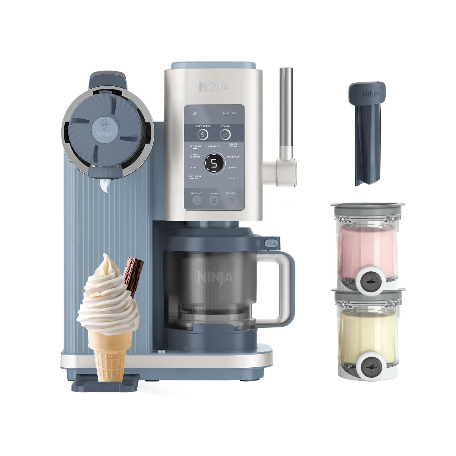 Ninja CREAMi Scoop & Swirl met potten en toppingschep