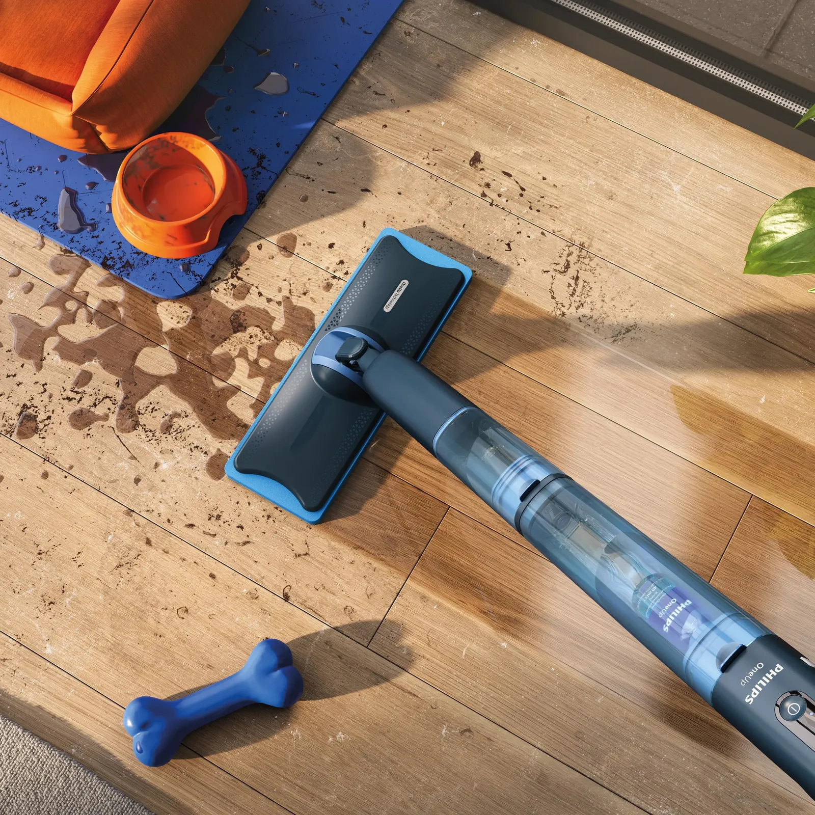OneUp op een houten vloer